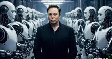 elon musk in mezzo ai robot