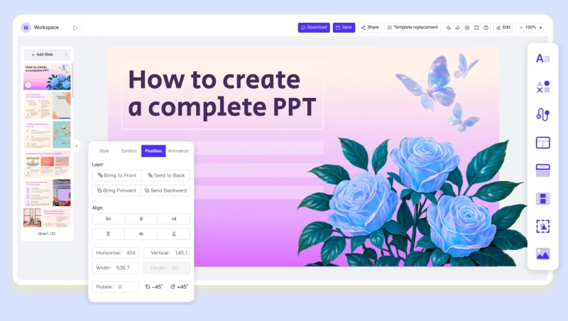 screenshot of workppt ai presentation maker interface