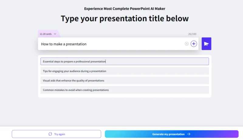 screenshot of the ai-generated outline in workppt