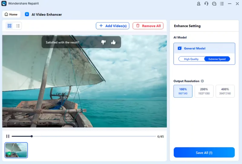 save ai video enhanced video