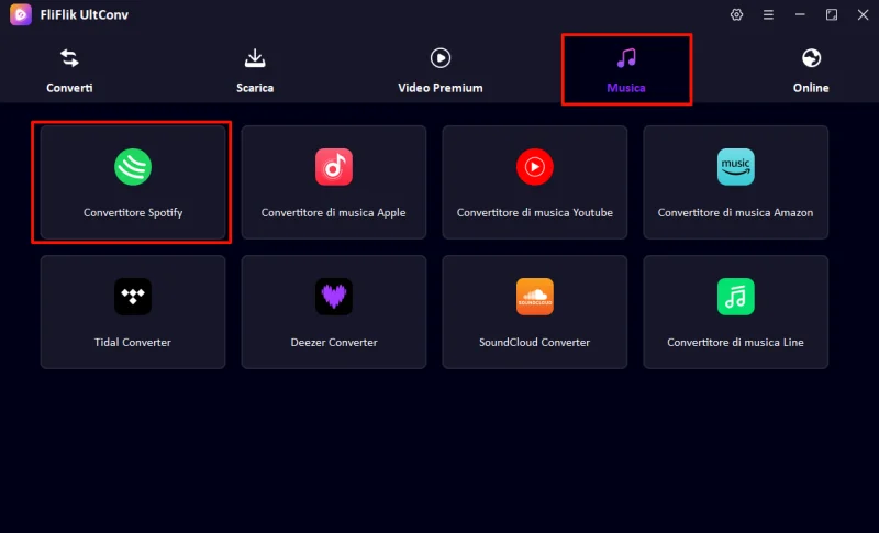 apri la sezione fliflik ultconv spotify music converter