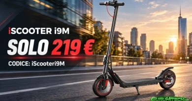 iScooter i9M in offerta a 219 euro: 500W, autonomia fino a 30 km e pneumatici da 10 pollici