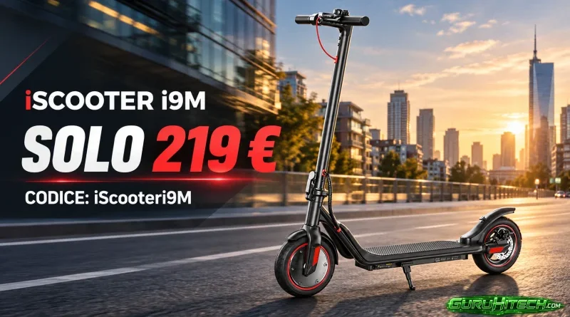 iScooter i9M in offerta a 219 euro: 500W, autonomia fino a 30 km e pneumatici da 10 pollici