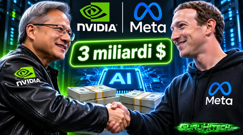 Nvidia investe 3 miliardi in Meta: l’IA diventa un affare tra giganti