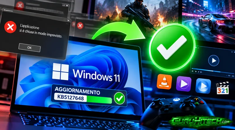 Windows 11, Microsoft risolve i crash di giochi e lettori multimediali: ecco come
