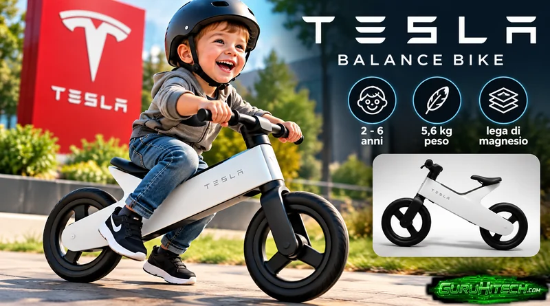 Tesla sorprende tutti con una bici per bambini in magnesio: non ha neppure i pedali