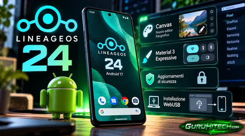 LineageOS 24 con Android 17 è ufficiale: novità, smartphone compatibili e installazione