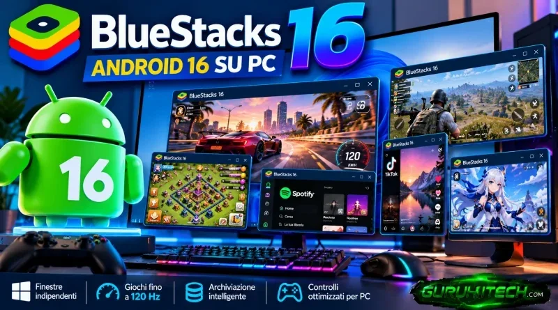 BlueStacks 16 porta Android 16 su PC: finestre indipendenti e giochi fino a 120 Hz