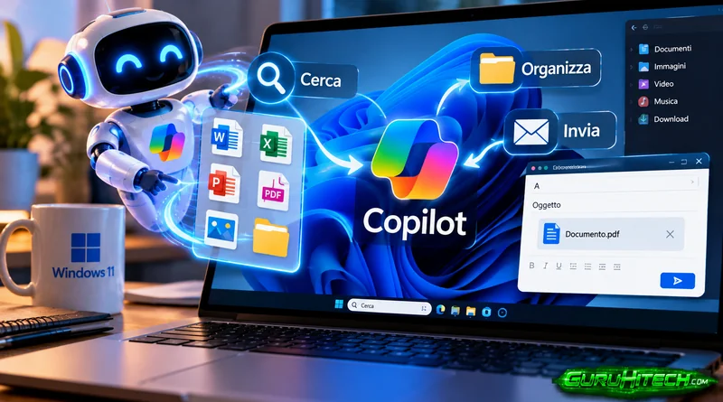 Microsoft Copilot potrà gestire e inviare file su Windows 11