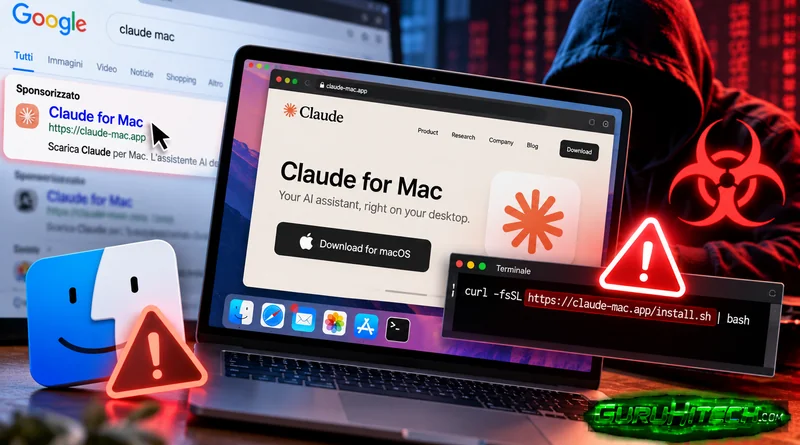 Claude per Mac, falsi annunci Google nascondono malware: ecco la truffa