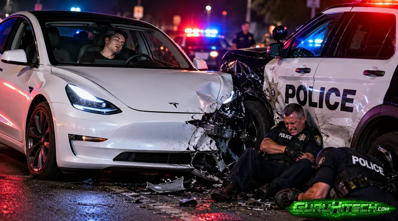 Si addormenta al volante della Tesla con guida assistita e travolge due poliziotti