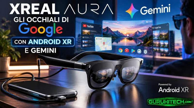 XREAL AURA: gli occhiali Google con Android XR e Gemini arrivano sul mercato