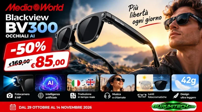 Blackview BV300 a soli 85 euro: gli occhiali con intelligenza artificiale sono in offerta al 50%!