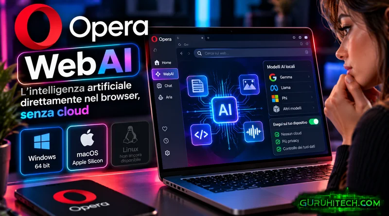 Opera WebAI porta l’intelligenza artificiale nel browser senza cloud