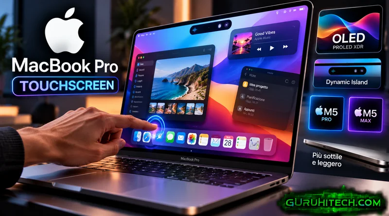 Apple rivoluziona il MacBook Pro: primo touchscreen OLED e Dynamic Island
