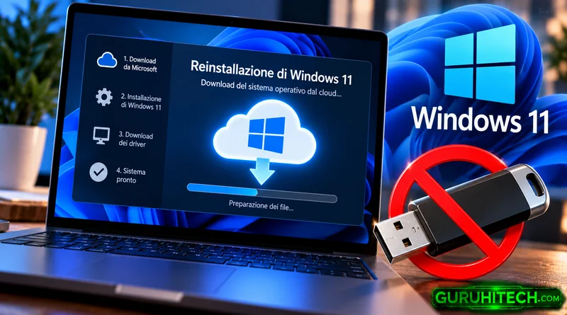 Windows 11 si reinstalla senza chiavetta USB: arriva Cloud Rebuild