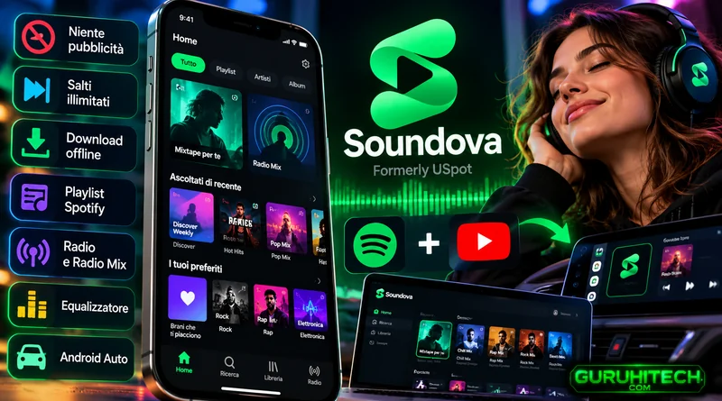 Soundova, l’alternativa a Spotify per Android senza pubblicità: musica gratis e download offline