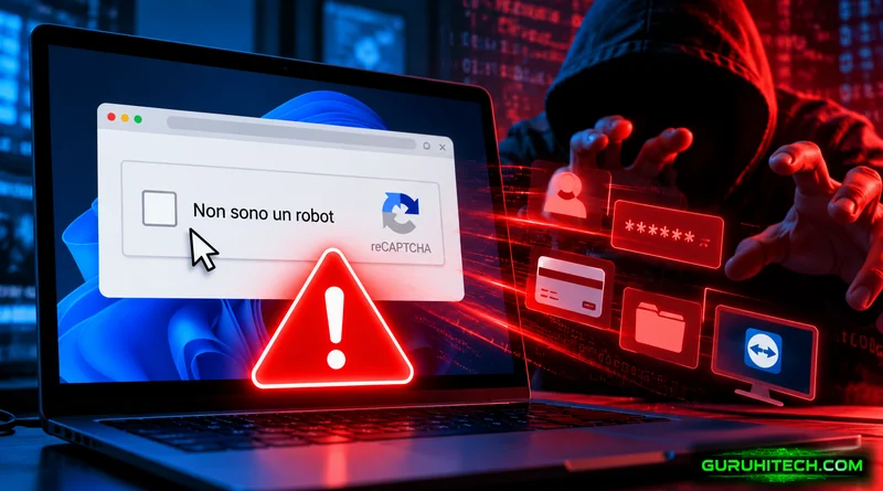 Falso CAPTCHA “Non sono un robot”: la truffa che può dare agli hacker il controllo del PC