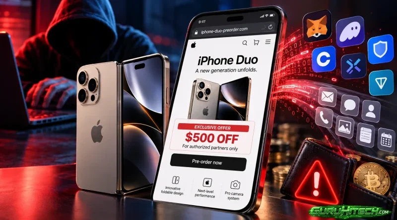 Falso sito per prenotare iPhone Duo: la truffa che può svuotare i portafogli crypto