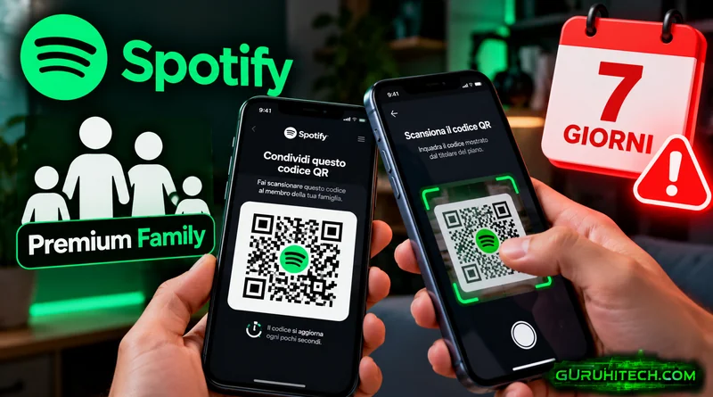 Spotify Premium Family, verifica con QR code: 7 giorni per non perdere l’accesso