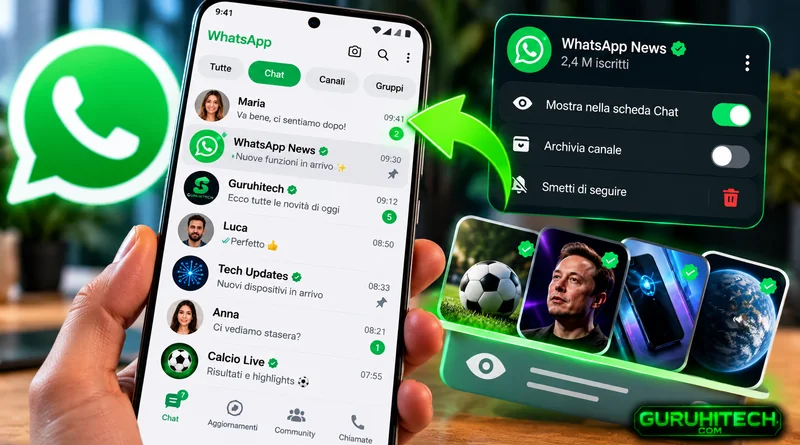 WhatsApp rivoluziona i Canali: arrivano nelle chat e decidi tu quali vedere