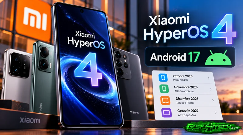Xiaomi HyperOS 4: tutti gli smartphone che riceveranno Android 17 e quando