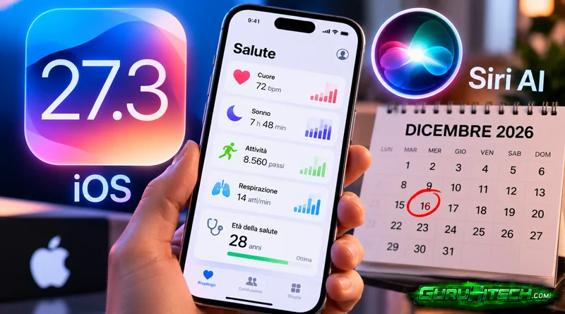 iOS 27.3 arriva a dicembre: Apple prepara una nuova app Salute e Siri AI