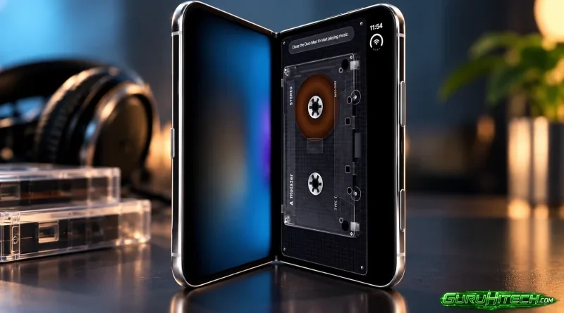Duo-Man trasforma l’iPhone pieghevole in un Walkman: le cassette si riavvolgono con una matita